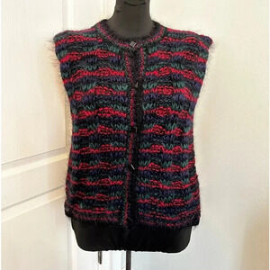 Cullinane Rare Find‎ Vintage 80s Mohair Button Front Tartan Plaid Vest Womens M